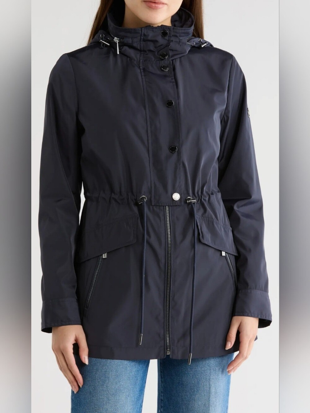 Michael Kors Navy Hooded Utility Anorak Jacket